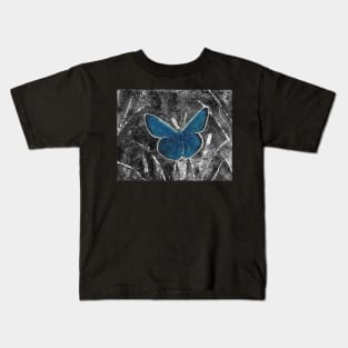 Blue Karner Butterfly in Selective Color from Watercolor Batik Kids T-Shirt